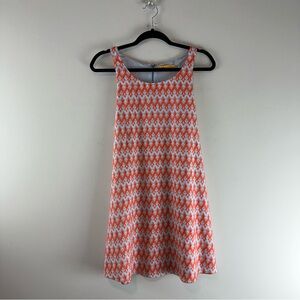 Alice+Olivia Estelle Racerback Blue and Orange Print Silk Mini Dress Size S
